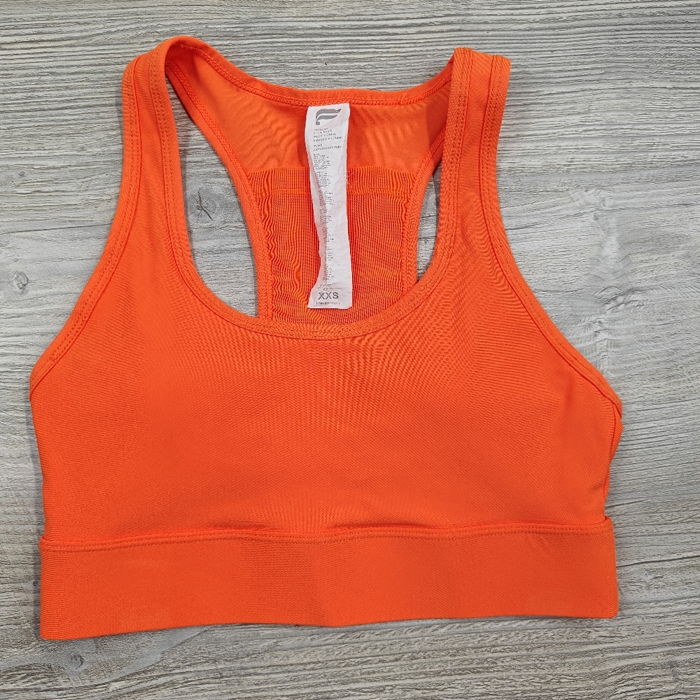 Fabletics On-The-Go Medium Impact Sports Bra Size XXS Orange Burst